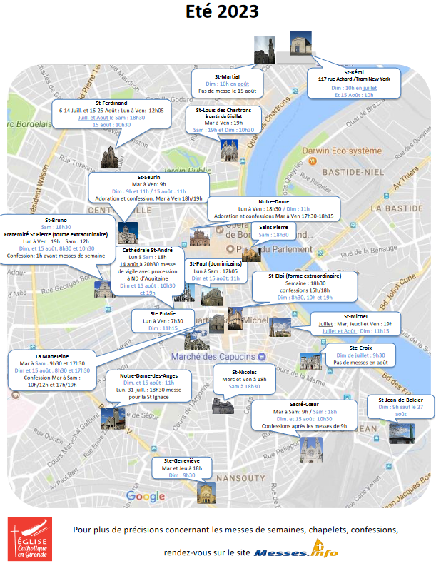 Horaires des Messes à Bordeaux en Juillet et Août ND Anges 33